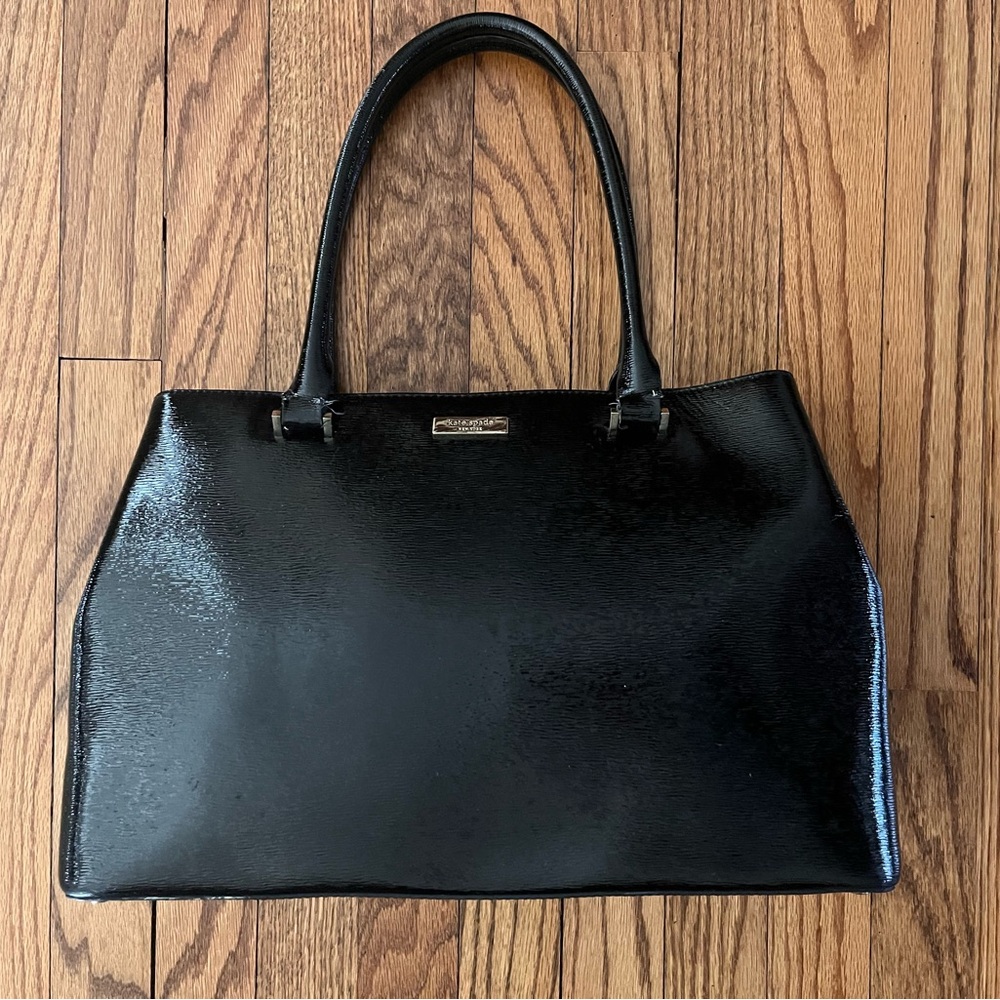 Kate Spade Bixby Place Black Patent Leather Lg. Handbag Purse Satchel